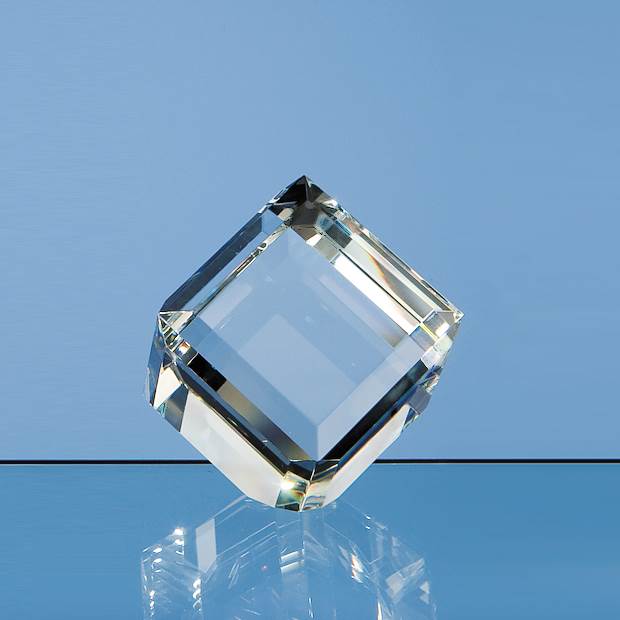 Branded 6cm Optical Crystal Bevel Edged Cube