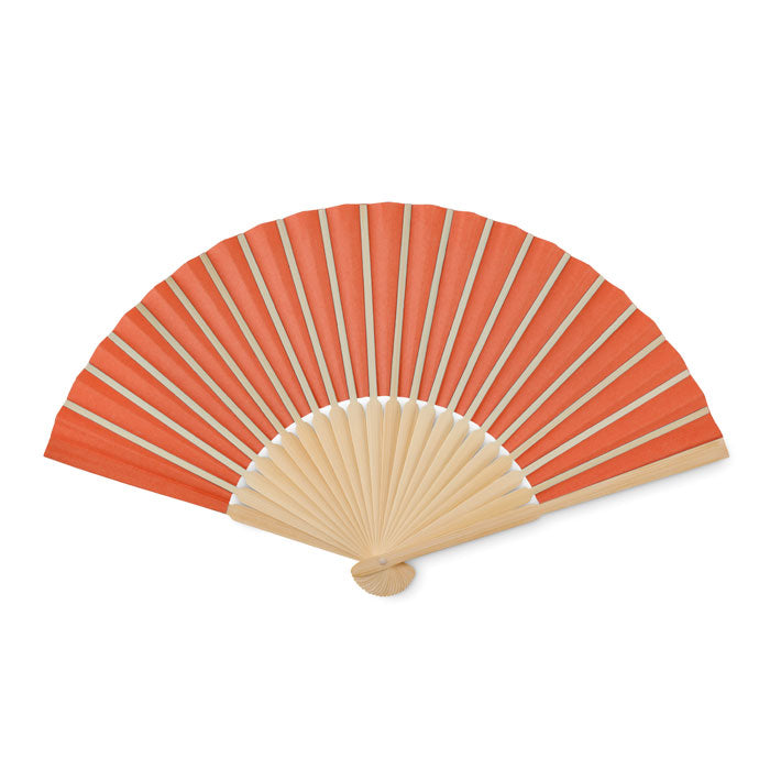 Branded Manual hand fan with bamboo handle
