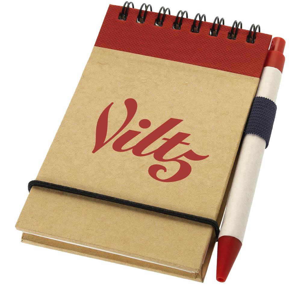 Branded Zuse A7 recycled jotter notepad with pen