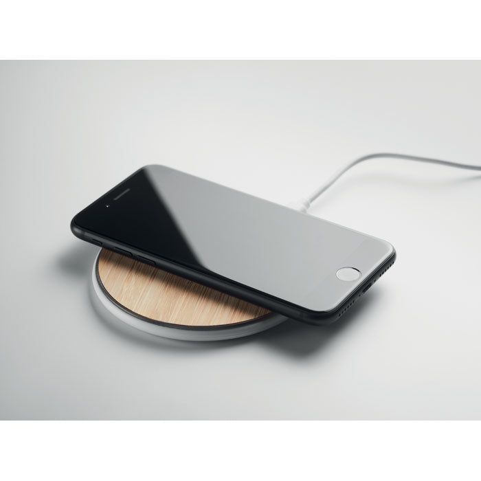 Branded Bamboo and Plastic wireless charger 10W