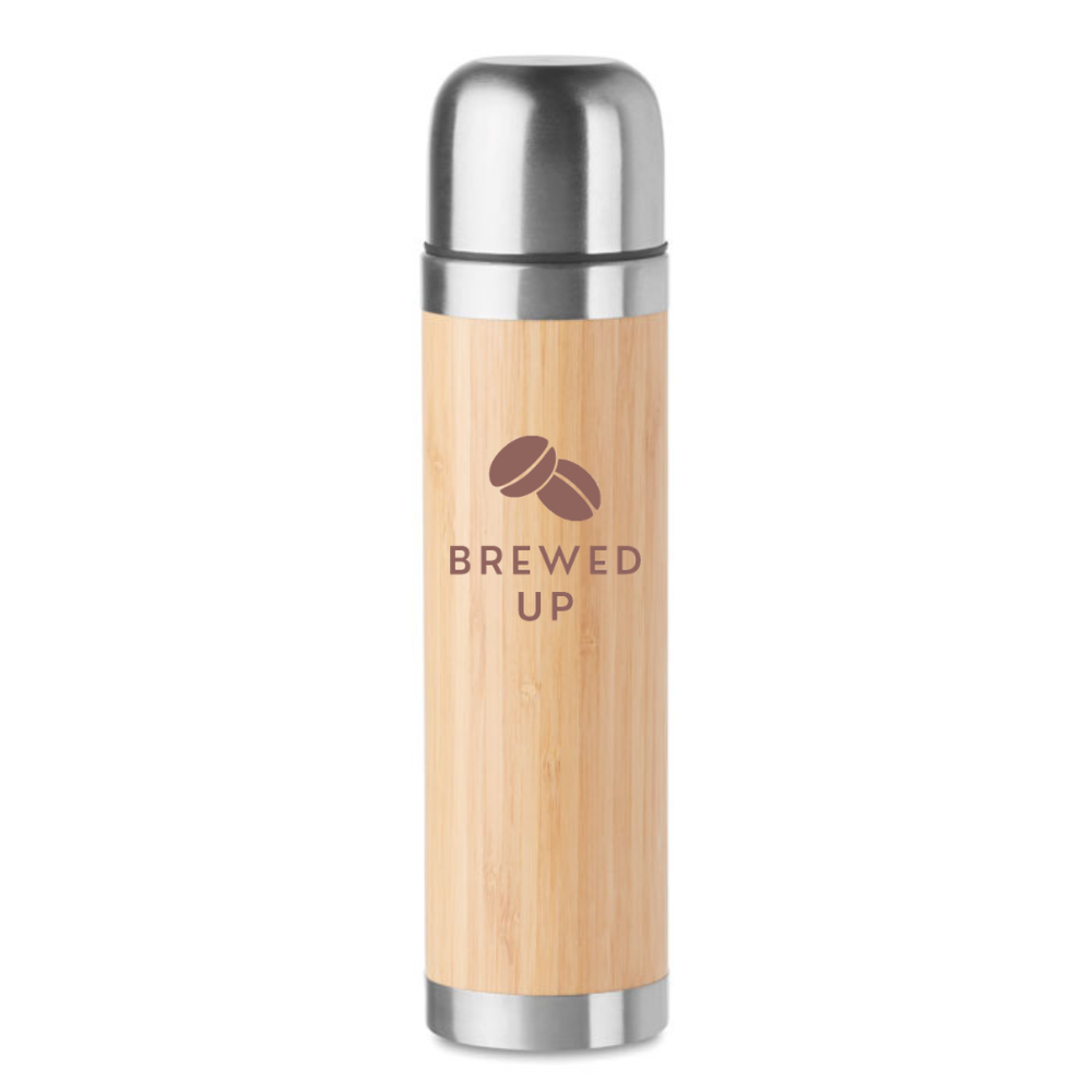 Branded Double wall bamboo cover flask