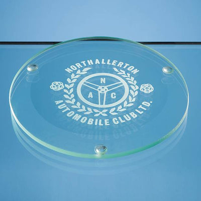 Branded 10cm Jade Glass Round Coaster