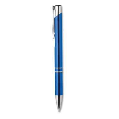 Push button pen with black ink in royal blue