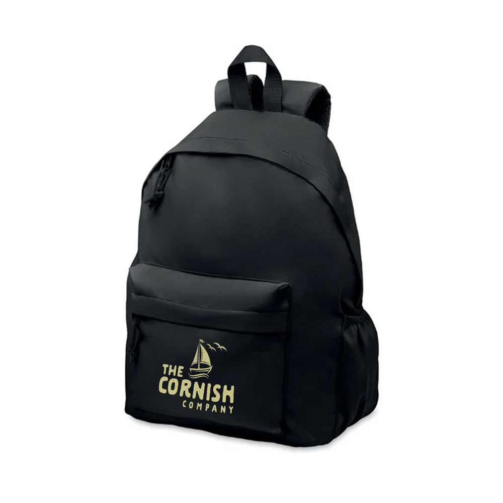 Branded 600D RPET polyester backpack
