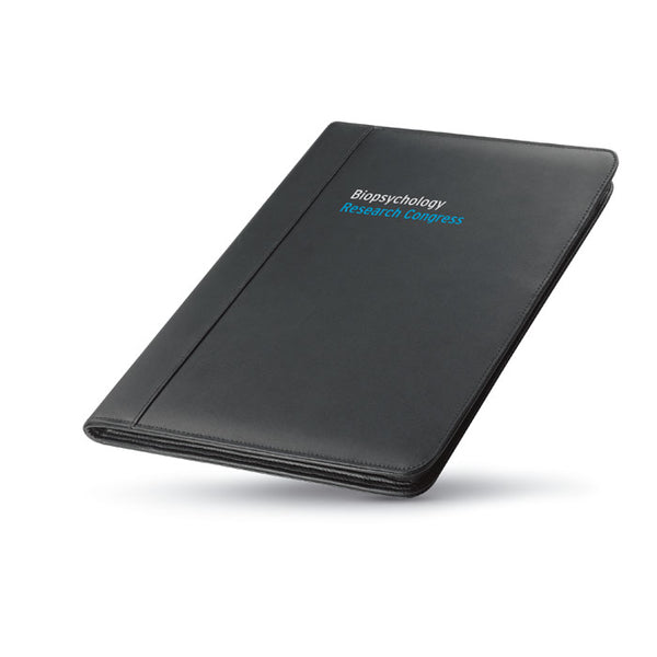 Branded A4 conference folder with leather cover