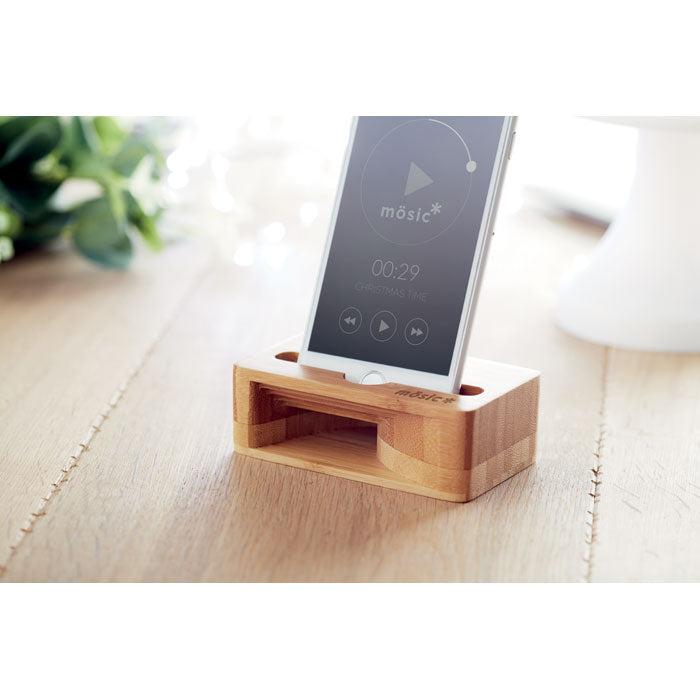 Branded Bamboo phone stand-amplifier
