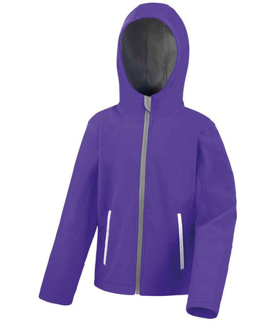 Result Core Kids TX Performance Hooded Soft Shell Jacket Purple/Grey