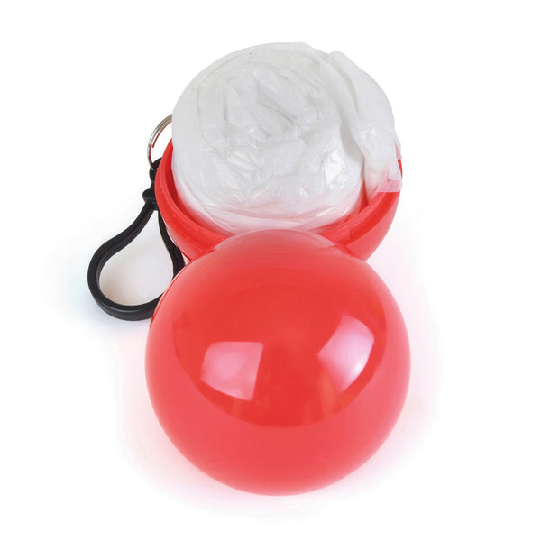 White Poncho In Plastic Ball with Split Ring Keyring