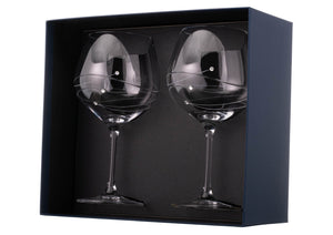 2 Diamante Gin Glasses with Spiral Design Cutting in a Satin Lined Gift Box