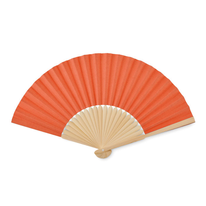 Branded Manual hand fan with bamboo handle