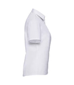 Russell Collection Ladies Short Sleeve Easy Care Poplin Shirt White