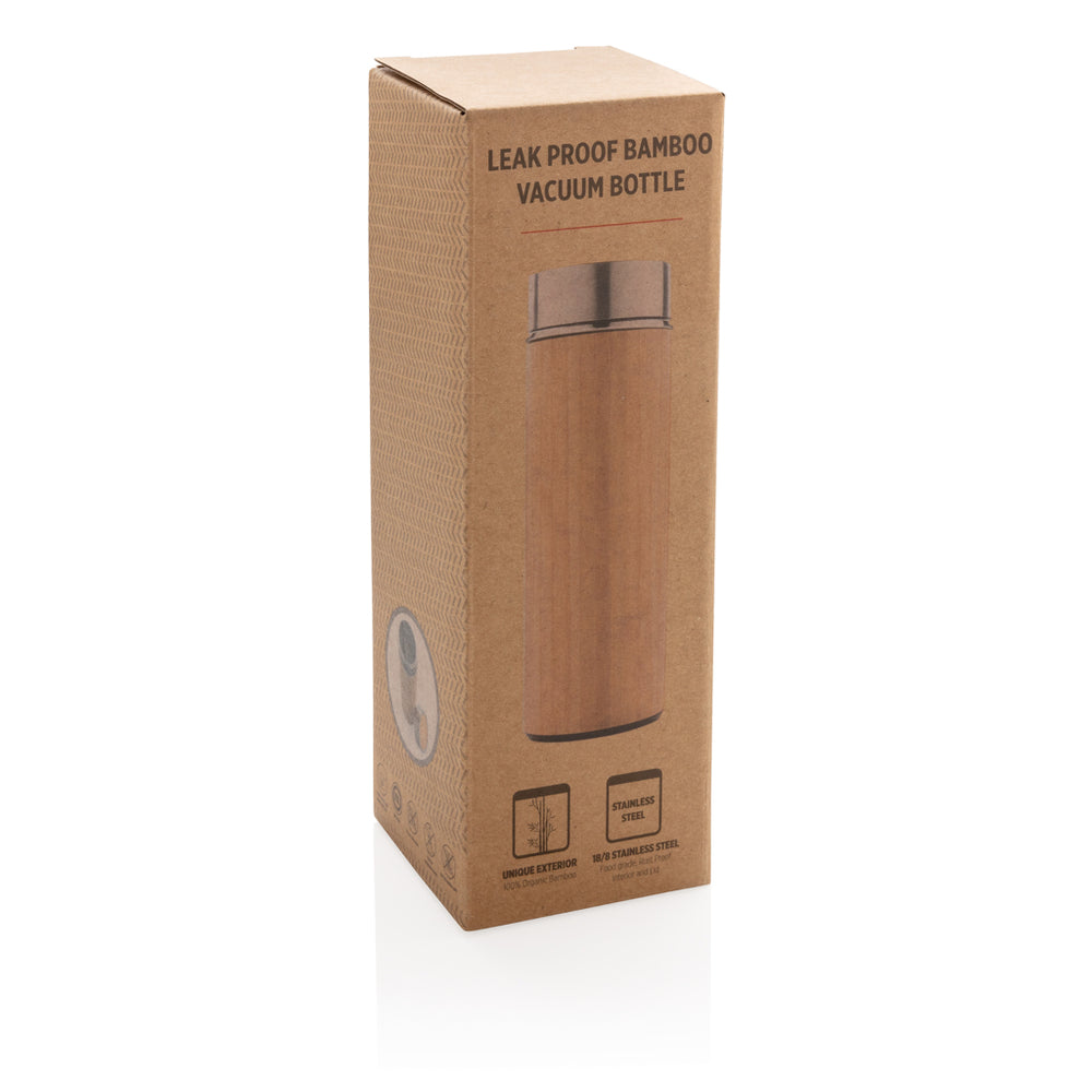 Branded Leak proof bamboo vacuum bottle