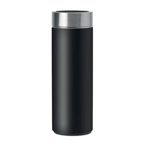 Branded Double wall bamboo flask with tea infuser 400ml