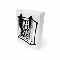 Portrait Large Unlaminated White Kraft Bag with Black Standard Length Cotton Handle