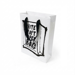Portrait Large Unlaminated White Kraft Bag with Black Standard Length Cotton Handle