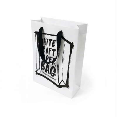 Portrait Large Unlaminated White Kraft Bag with Black Standard Length Cotton Handle
