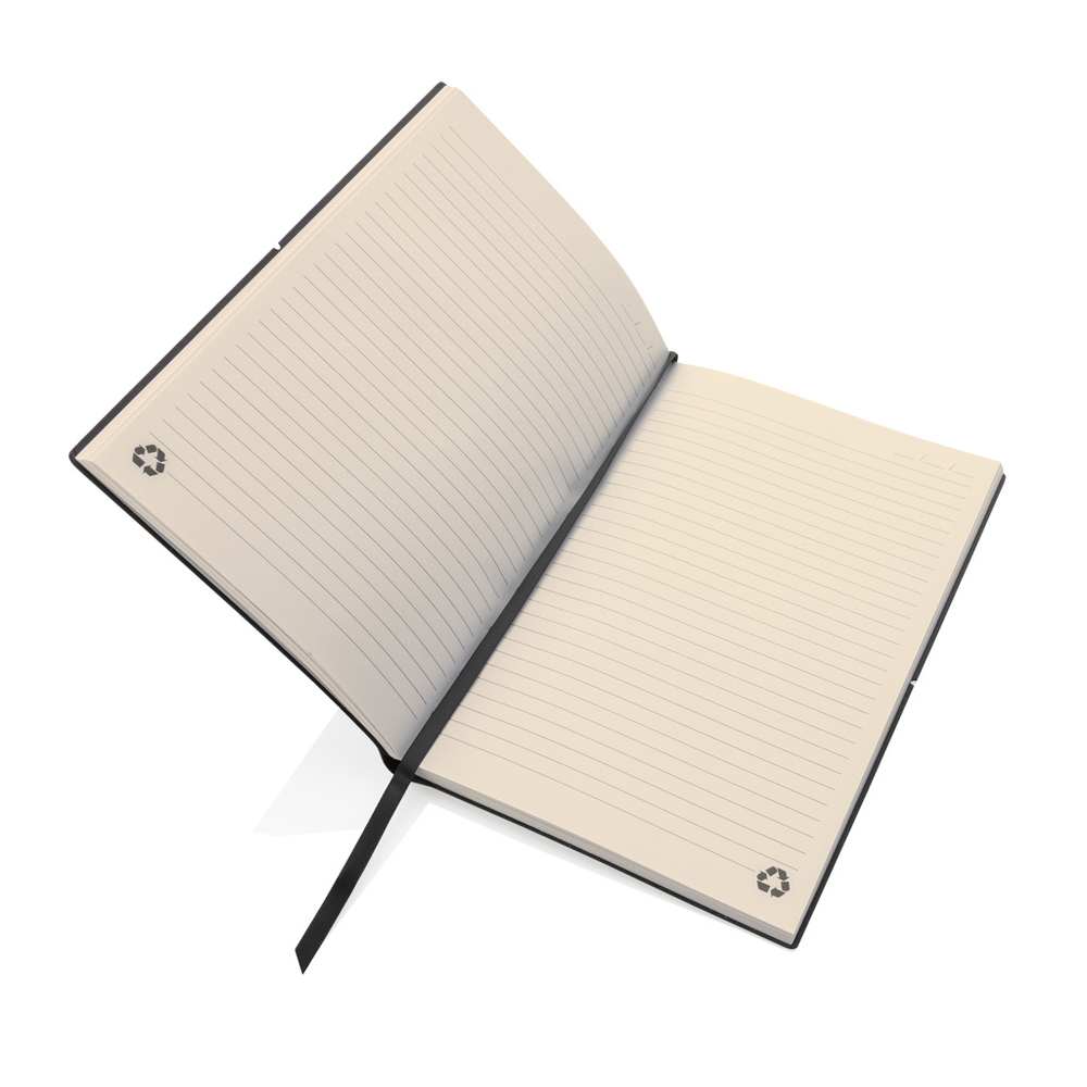 Branded A5 recycled leather notebook