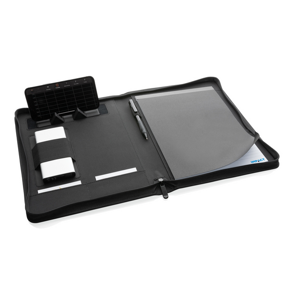 Branded Impact Aware™ deluxe 300D tech portfolio with zipper