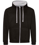 AWDis Varsity Zoodie Jet Black/Heather Grey