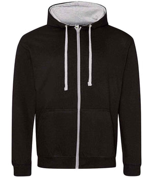 AWDis Varsity Zoodie Jet Black/Heather Grey