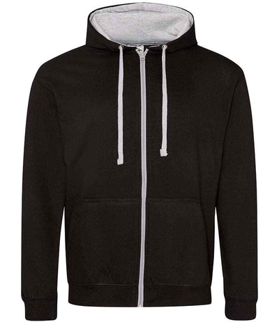 AWDis Varsity Zoodie Jet Black/Heather Grey