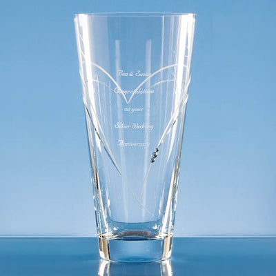 20cm Diamante Conical Vase with Heart Shaped Cutting
