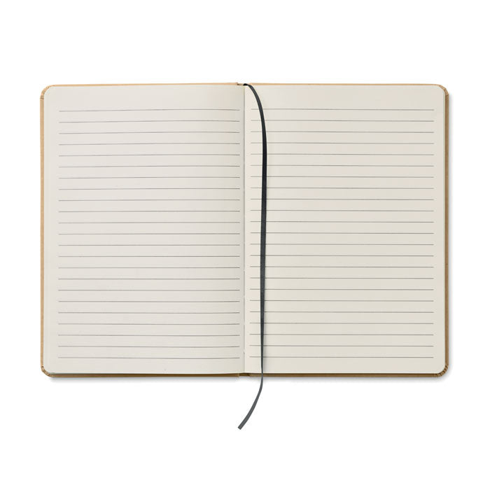 Branded A5 recycled notebook 80 lined with elastic strap