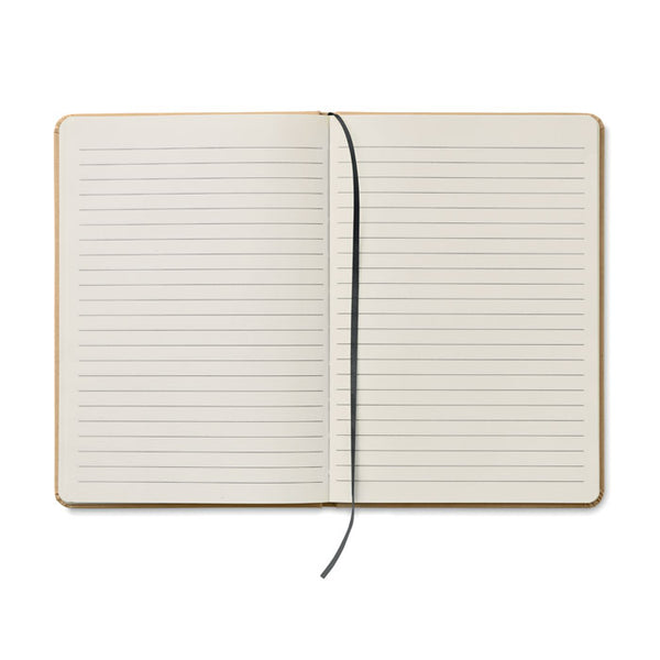 Branded A5 recycled notebook 80 lined with elastic strap