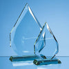 Branded 23cm x 16cm x 19mm Jade Glass Facetted Diamond Peak Award