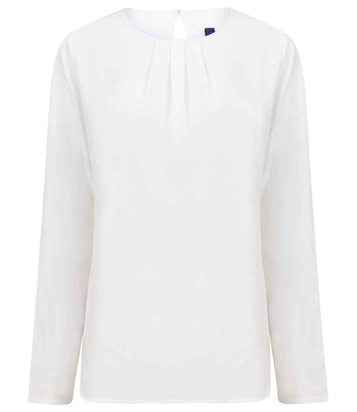 Branded Henbury Ladies Pleat Front Long Sleeve Blouse
