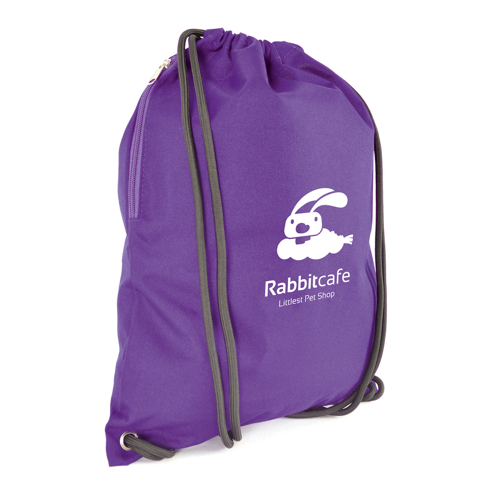 Branded 300D polyester drawstring bag with Thick cord and Side zip pocket