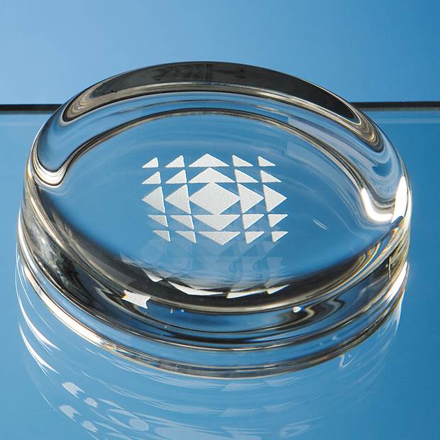 Branded 7cm Round Glass Paperweight