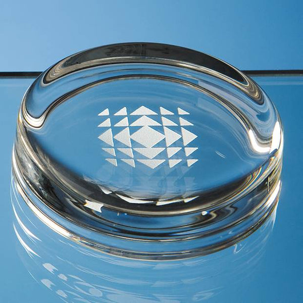 Branded 7cm Round Glass Paperweight