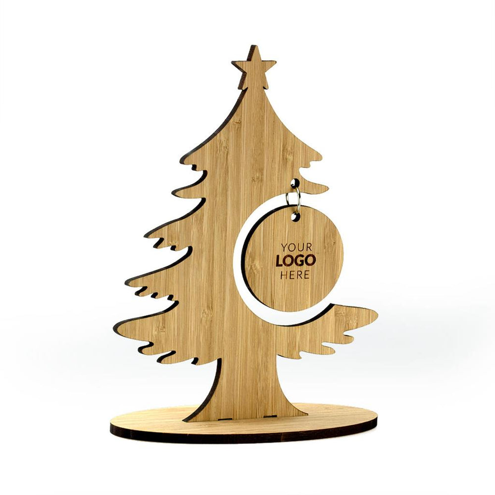 Bamboo Christmas Tree with Bamboo Bauble - 160mm x 210mm