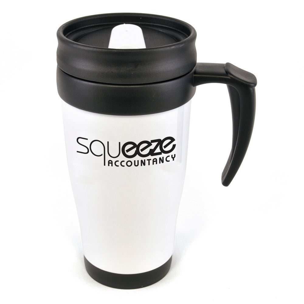 Branded Polo Plus 400 ml Plastic Solid Coloured Travel Mug