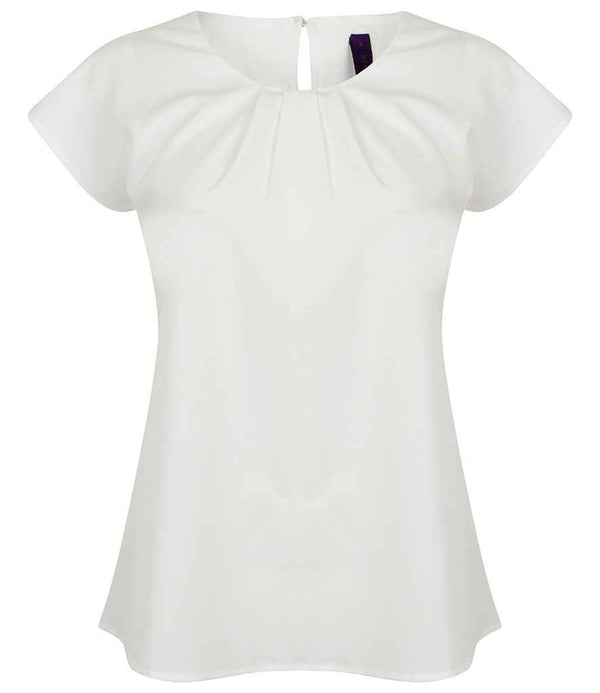 Branded Henbury Ladies Pleat Front Short Sleeve Blouse