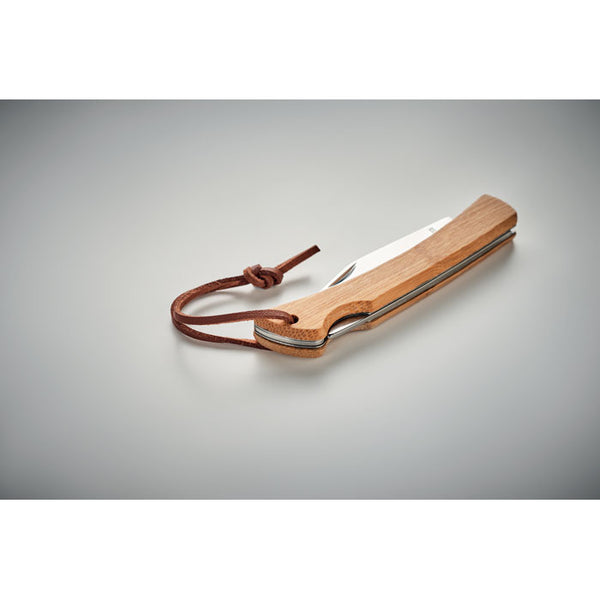 Branded Foldable knife in bamboo