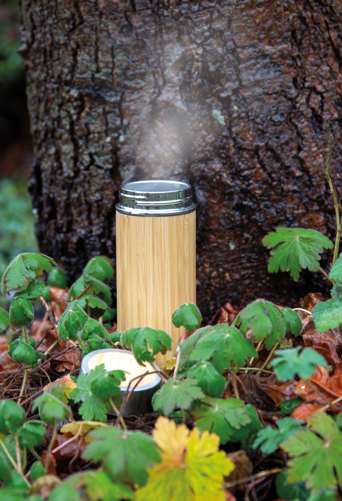 Branded Leak proof bamboo vacuum bottle